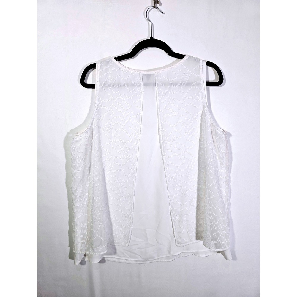 Boho Chic Relativity Textured Split Back Sleeveless Blouse Womens Large White - Picture 2 of 6